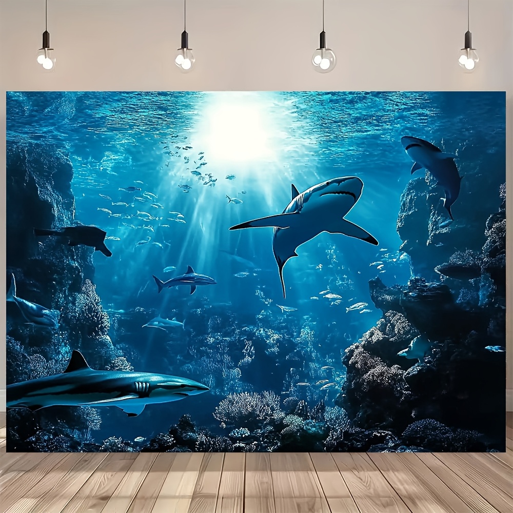Ocean Aquarium - Majestosa Tappezzeria da Parete con Squalo